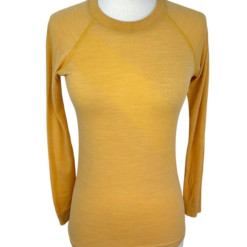 Tracksmith Brighton Long Sleeve Top Merino Wool Womens XS Yellow Thermal - Picture 2 of 12